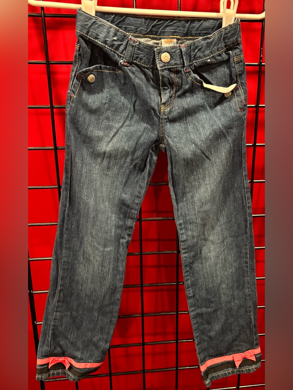 Gymboree Dark Blue Denim Jeans with Pink Stitching Detail(Sz8)